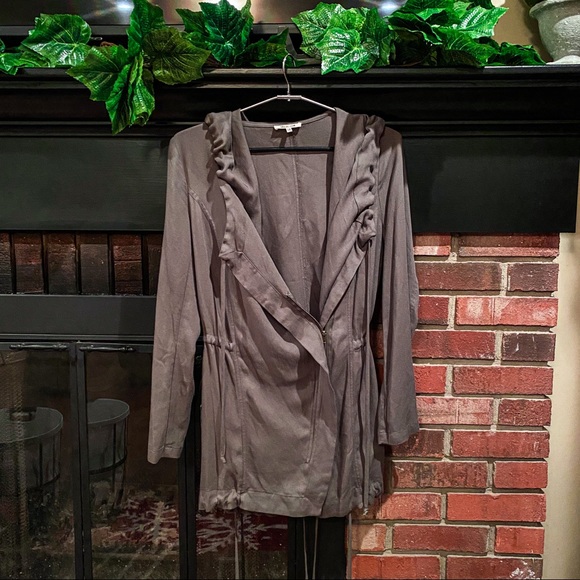 Bleuh Ciel Green Army Waterfall Jacket Coat XS - Picture 2 of 8